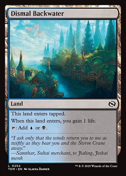 This land enters tapped.
When this land enters, you gain 1 life.
{T}: Add {U} or {B}.