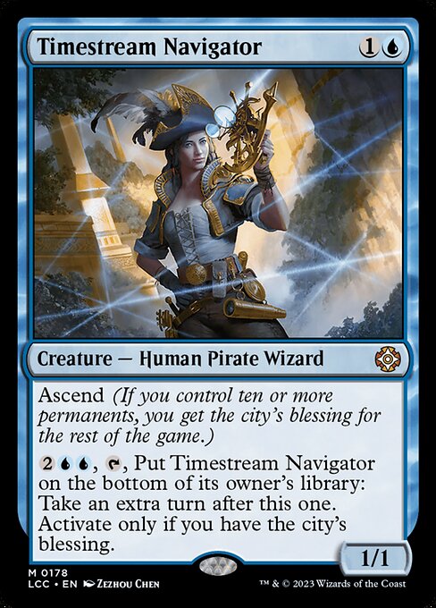 Ascend (If you control ten or more permanents, you get the city's blessing for the rest of the game.)
{2}{U}{U}, {T}, Put this creature on the bottom of its owner's library: Take an extra turn after this one. Activate only if you have the city's blessing.