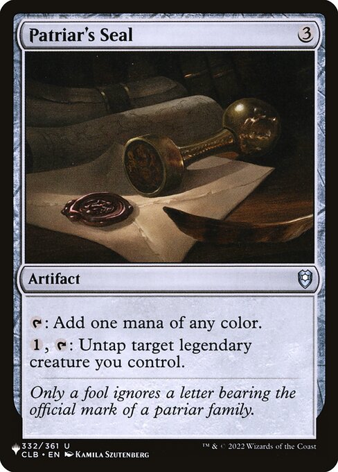 {T}: Add one mana of any color.
{1}, {T}: Untap target legendary creature you control.