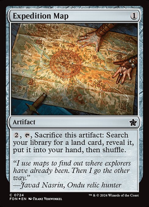 {2}, {T}, Sacrifice this artifact: Search your library for a land card, reveal it, put it into your hand, then shuffle.