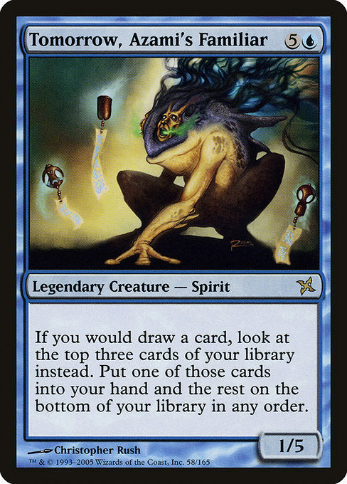 If you would draw a card, look at the top three cards of your library instead. Put one of those cards into your hand and the rest on the bottom of your library in any order.