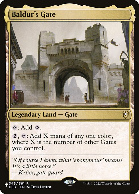 {T}: Add {C}.
{2}, {T}: Add X mana of any one color, where X is the number of other Gates you control.