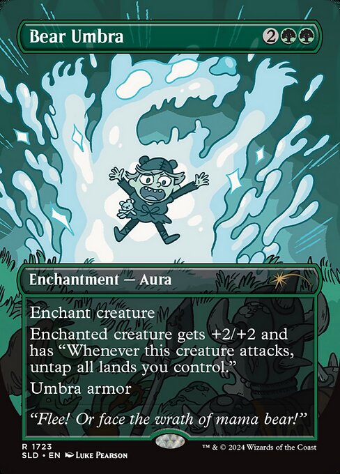 Enchant creature
Enchanted creature gets +2/+2 and has "Whenever this creature attacks, untap all lands you control."
Umbra armor (If enchanted creature would be destroyed, instead remove all damage from it and destroy this Aura.)