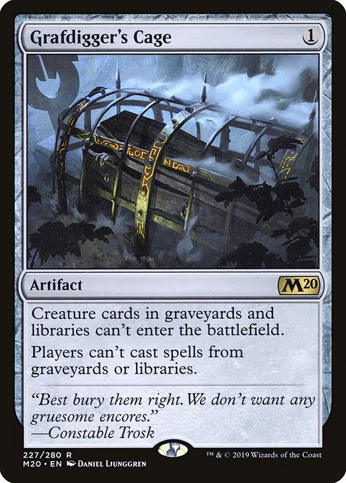 Creature cards in graveyards and libraries can't enter the battlefield.
Players can't cast spells from graveyards or libraries.