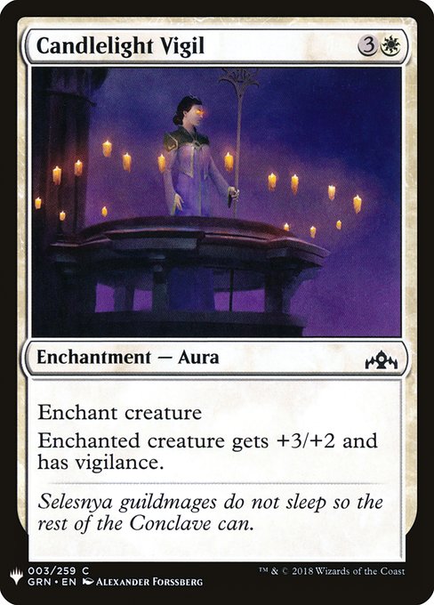 Enchant creature
Enchanted creature gets +3/+2 and has vigilance.