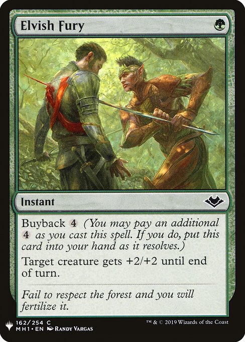 Buyback {4} (You may pay an additional {4} as you cast this spell. If you do, put this card into your hand as it resolves.)
Target creature gets +2/+2 until end of turn.