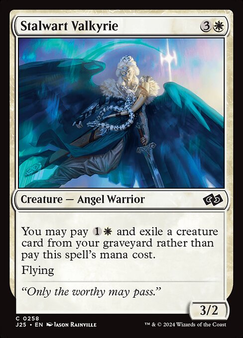 You may pay {1}{W} and exile a creature card from your graveyard rather than pay this spell's mana cost.
Flying