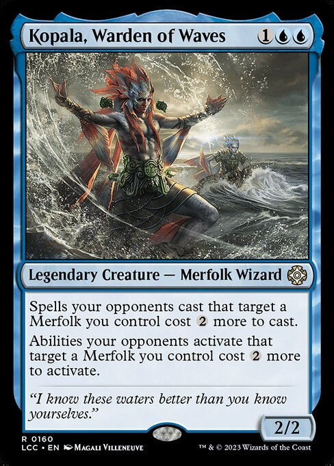 Spells your opponents cast that target a Merfolk you control cost {2} more to cast.
Abilities your opponents activate that target a Merfolk you control cost {2} more to activate.
