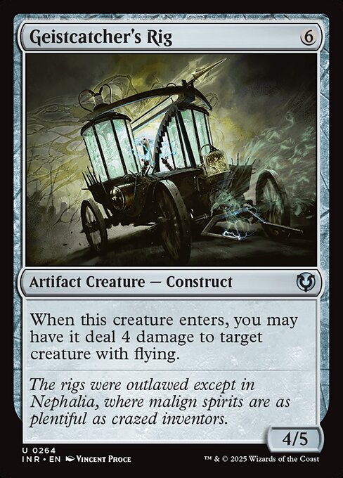 When Geistcatcher's Rig enters, you may have it deal 4 damage to target creature with flying.