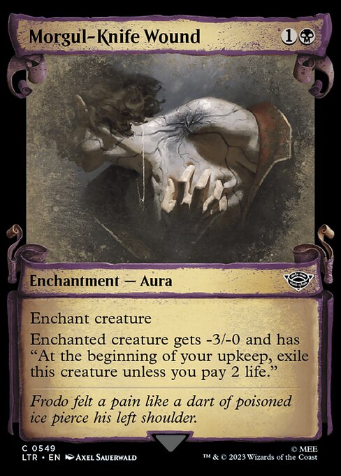 Enchant creature
Enchanted creature gets -3/-0 and has "At the beginning of your upkeep, exile this creature unless you pay 2 life."