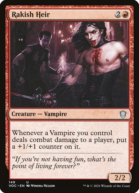 Whenever a Vampire you control deals combat damage to a player, put a +1/+1 counter on it.