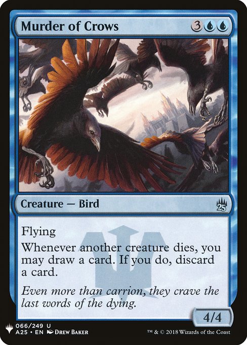 Flying
Whenever another creature dies, you may draw a card. If you do, discard a card.