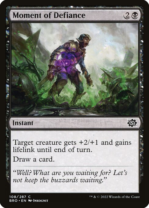 Target creature gets +2/+1 and gains lifelink until end of turn.
Draw a card.