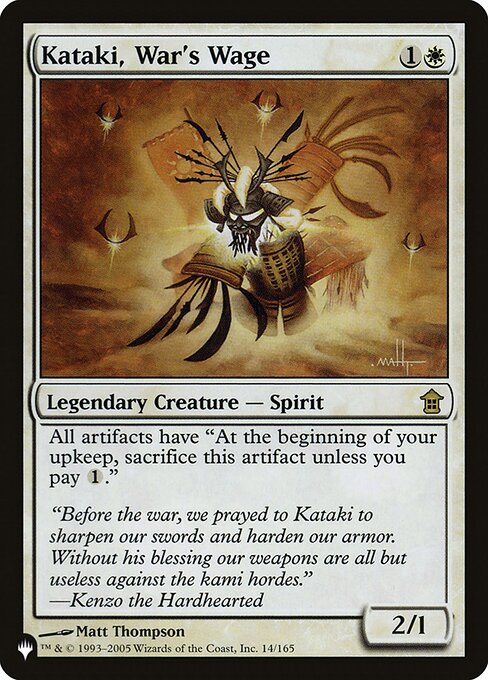 All artifacts have "At the beginning of your upkeep, sacrifice this artifact unless you pay {1}."