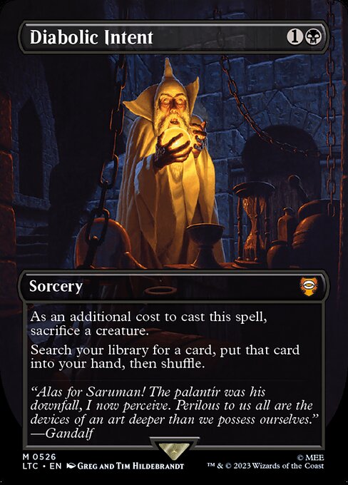 As an additional cost to cast this spell, sacrifice a creature.
Search your library for a card, put that card into your hand, then shuffle.