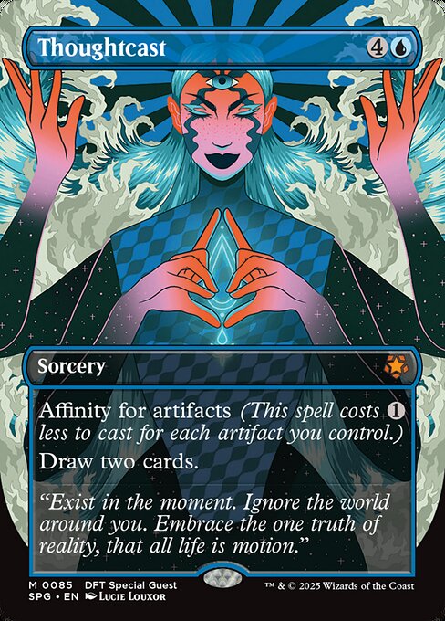 Affinity for artifacts (This spell costs {1} less to cast for each artifact you control.)
Draw two cards.