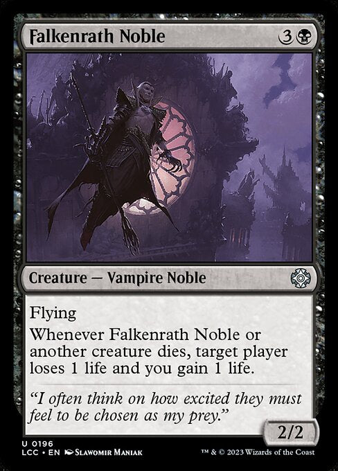 Flying
Whenever this creature or another creature dies, target player loses 1 life and you gain 1 life.