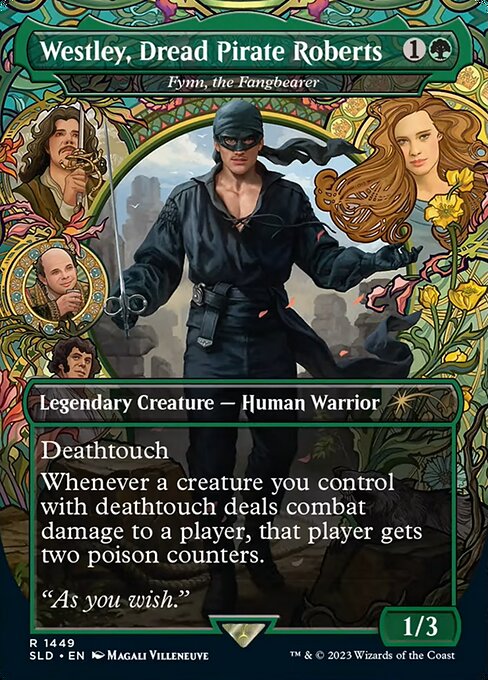 Deathtouch
Whenever a creature you control with deathtouch deals combat damage to a player, that player gets two poison counters. (A player with ten or more poison counters loses the game.)