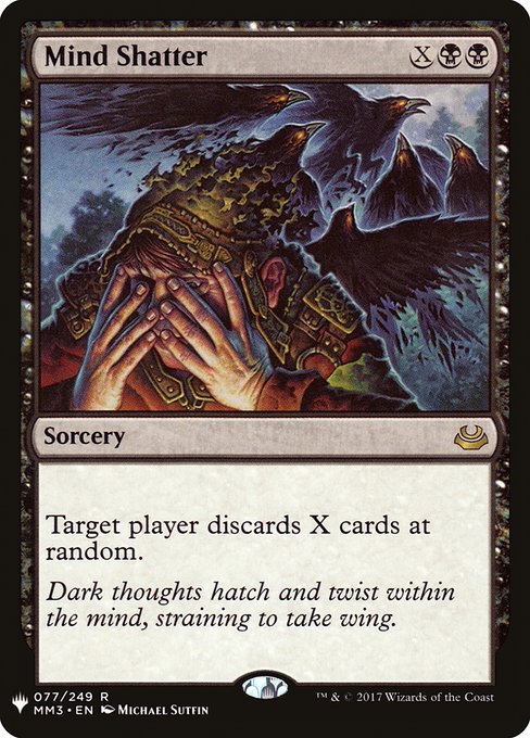 Target player discards X cards at random.