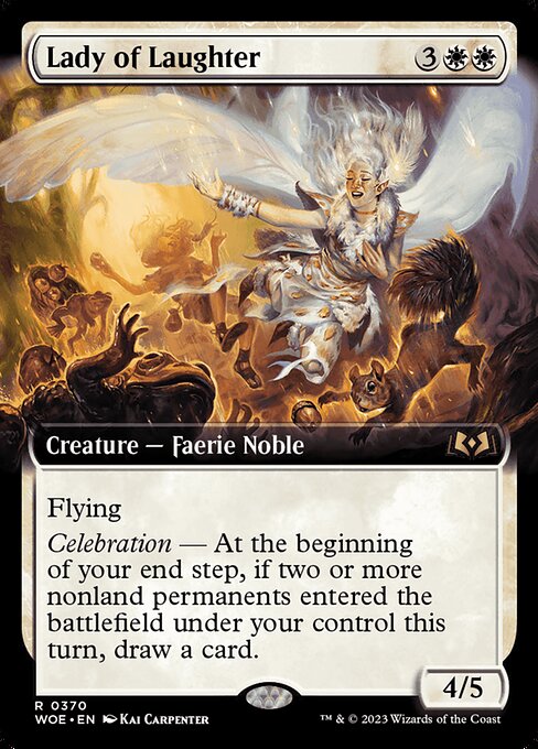 Flying
Celebration — At the beginning of your end step, if two or more nonland permanents entered the battlefield under your control this turn, draw a card.