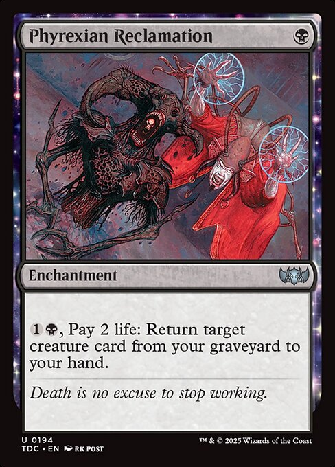 {1}{B}, Pay 2 life: Return target creature card from your graveyard to your hand.