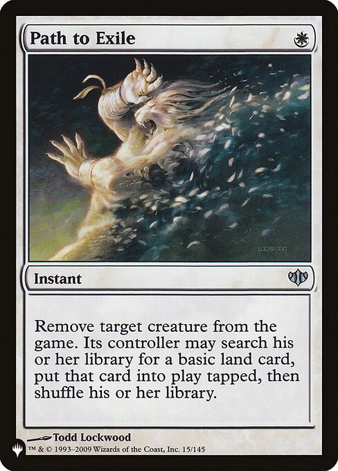Exile target creature. Its controller may search their library for a basic land card, put that card onto the battlefield tapped, then shuffle.