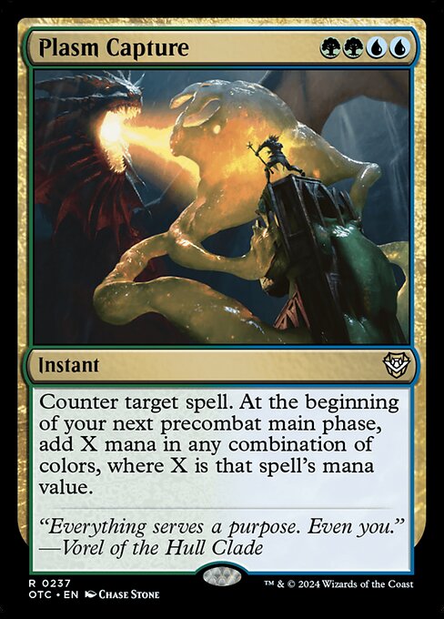 Counter target spell. At the beginning of your next precombat main phase, add X mana in any combination of colors, where X is that spell's mana value.