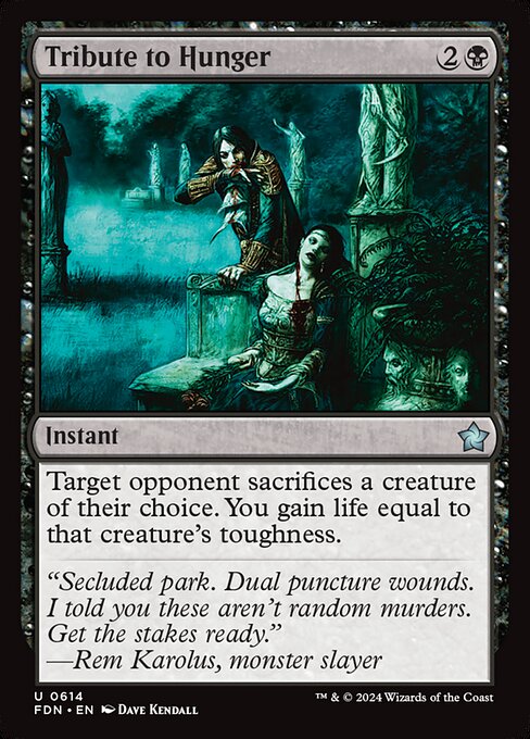 Target opponent sacrifices a creature of their choice. You gain life equal to that creature's toughness.