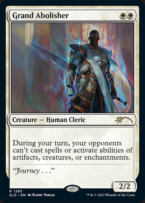 During your turn, your opponents can't cast spells or activate abilities of artifacts, creatures, or enchantments.
