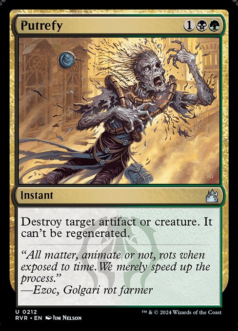 Destroy target artifact or creature. It can't be regenerated.