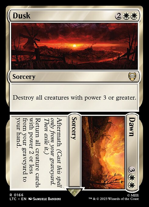 Destroy all creatures with power 3 or greater.   Aftermath (Cast this spell only from your graveyard. Then exile it.)
Return all creature cards with power 2 or less from your graveyard to your hand.