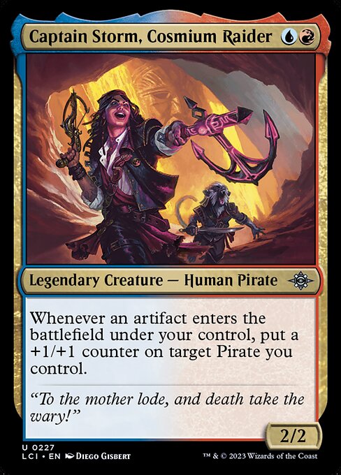 Whenever an artifact enters the battlefield under your control, put a +1/+1 counter on target Pirate you control.