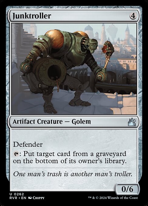 Defender
{T}: Put target card from a graveyard on the bottom of its owner's library.