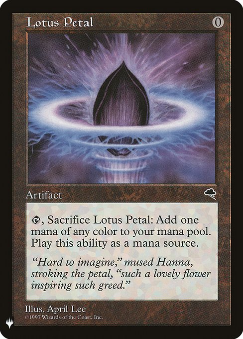 {T}, Sacrifice Lotus Petal: Add one mana of any color.