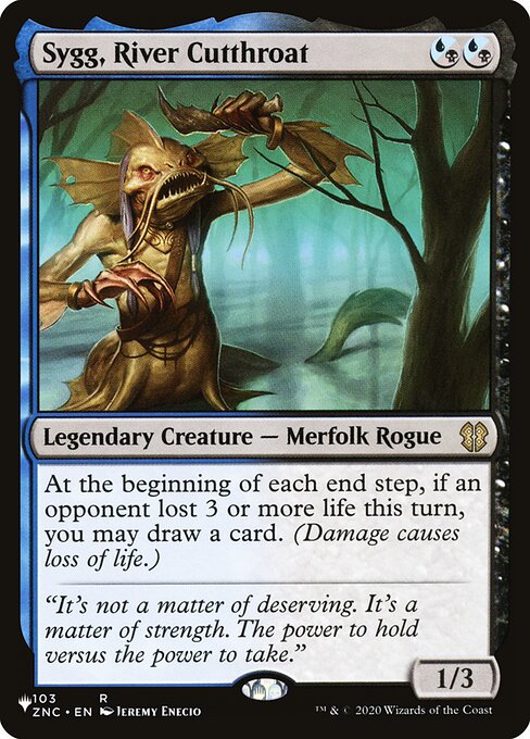 At the beginning of each end step, if an opponent lost 3 or more life this turn, you may draw a card. (Damage causes loss of life.)