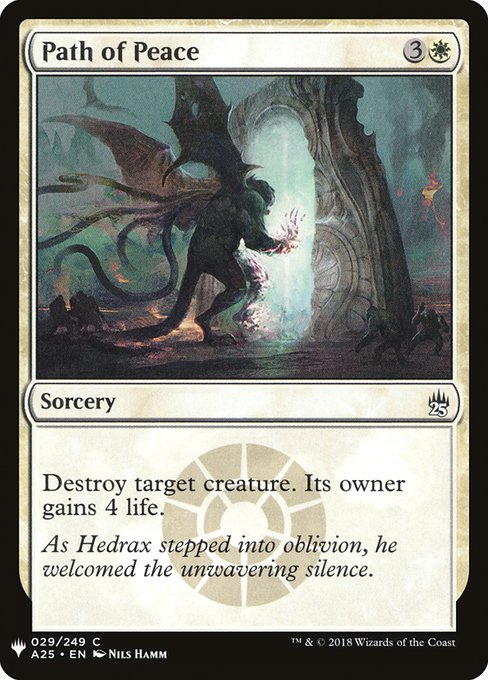 Destroy target creature. Its owner gains 4 life.