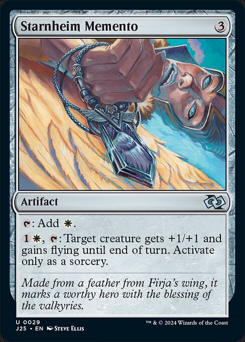 {T}: Add {W}.
{1}{W}, {T}: Target creature gets +1/+1 and gains flying until end of turn. Activate only as a sorcery.