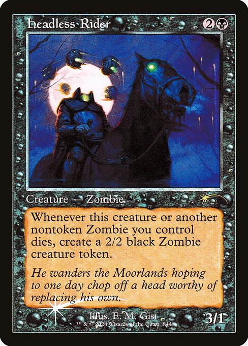 Whenever this creature or another nontoken Zombie you control dies, create a 2/2 black Zombie creature token.
