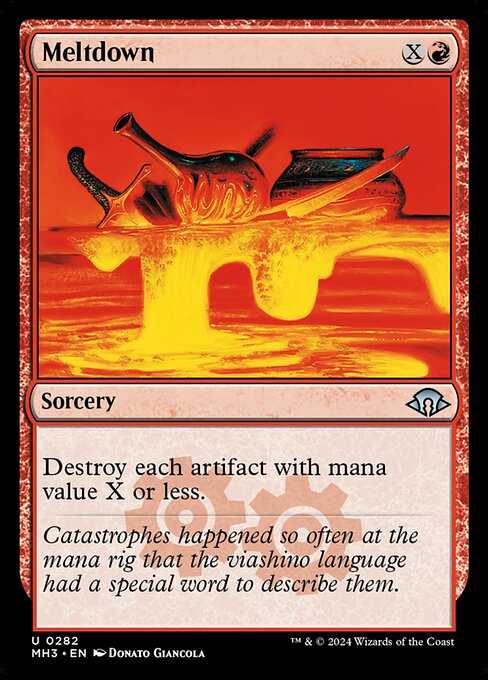 Destroy each artifact with mana value X or less.