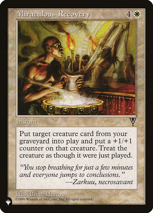 Return target creature card from your graveyard to the battlefield. Put a +1/+1 counter on it.