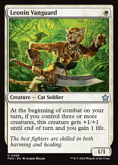 At the beginning of combat on your turn, if you control three or more creatures, this creature gets +1/+1 until end of turn and you gain 1 life.