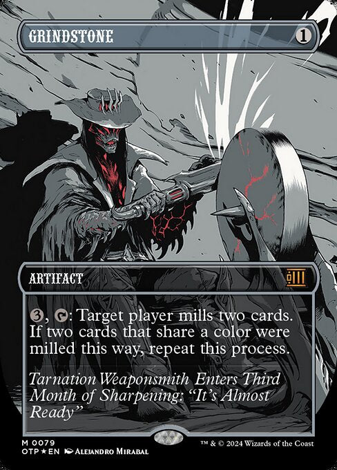 {3}, {T}: Target player mills two cards. If two cards that share a color were milled this way, repeat this process.