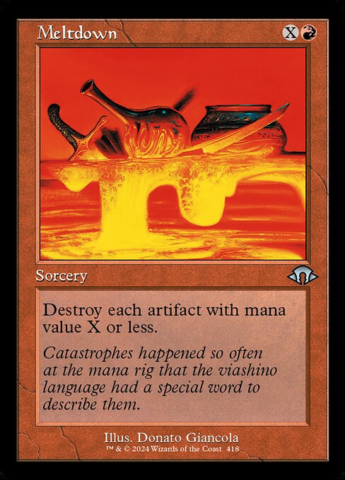 Destroy each artifact with mana value X or less.