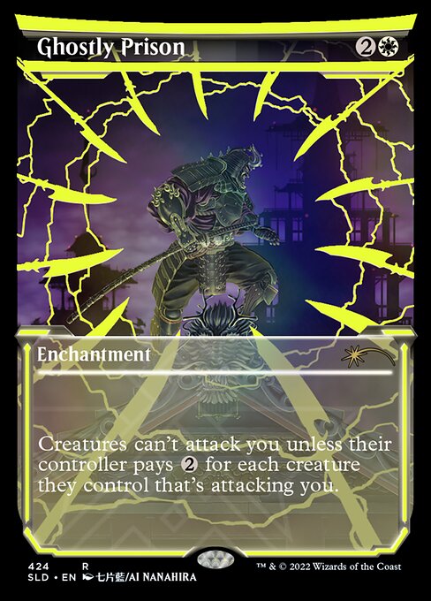 Creatures can't attack you unless their controller pays {2} for each creature they control that's attacking you.