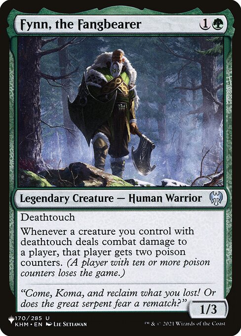 Deathtouch
Whenever a creature you control with deathtouch deals combat damage to a player, that player gets two poison counters. (A player with ten or more poison counters loses the game.)