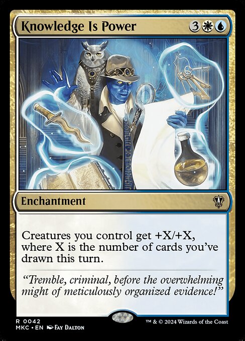 Creatures you control get +X/+X, where X is the number of cards you've drawn this turn.