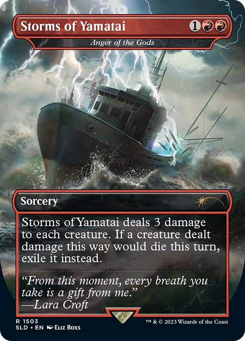 Anger of the Gods deals 3 damage to each creature. If a creature dealt damage this way would die this turn, exile it instead.
