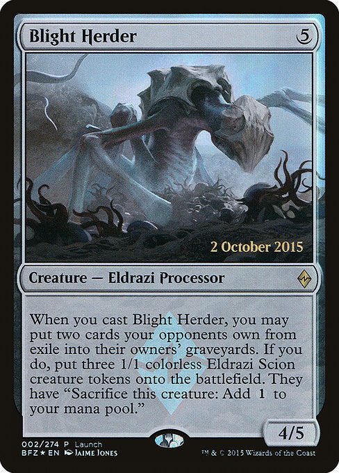 When you cast this spell, you may put two cards your opponents own from exile into their owners' graveyards. If you do, create three 1/1 colorless Eldrazi Scion creature tokens. They have "Sacrifice this creature: Add {C}."