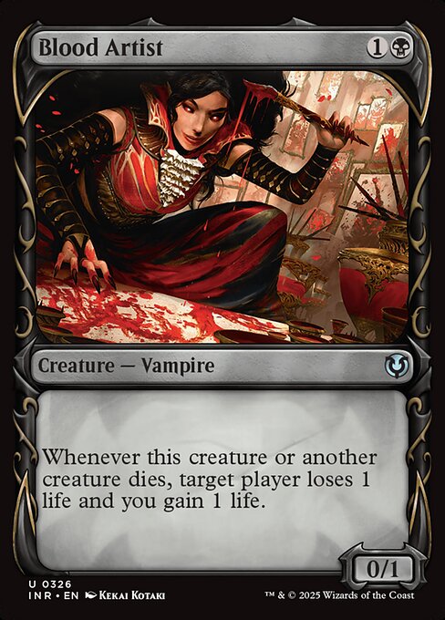 Whenever this creature or another creature dies, target player loses 1 life and you gain 1 life.
