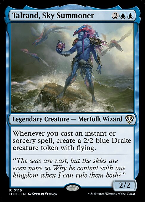 Whenever you cast an instant or sorcery spell, create a 2/2 blue Drake creature token with flying.